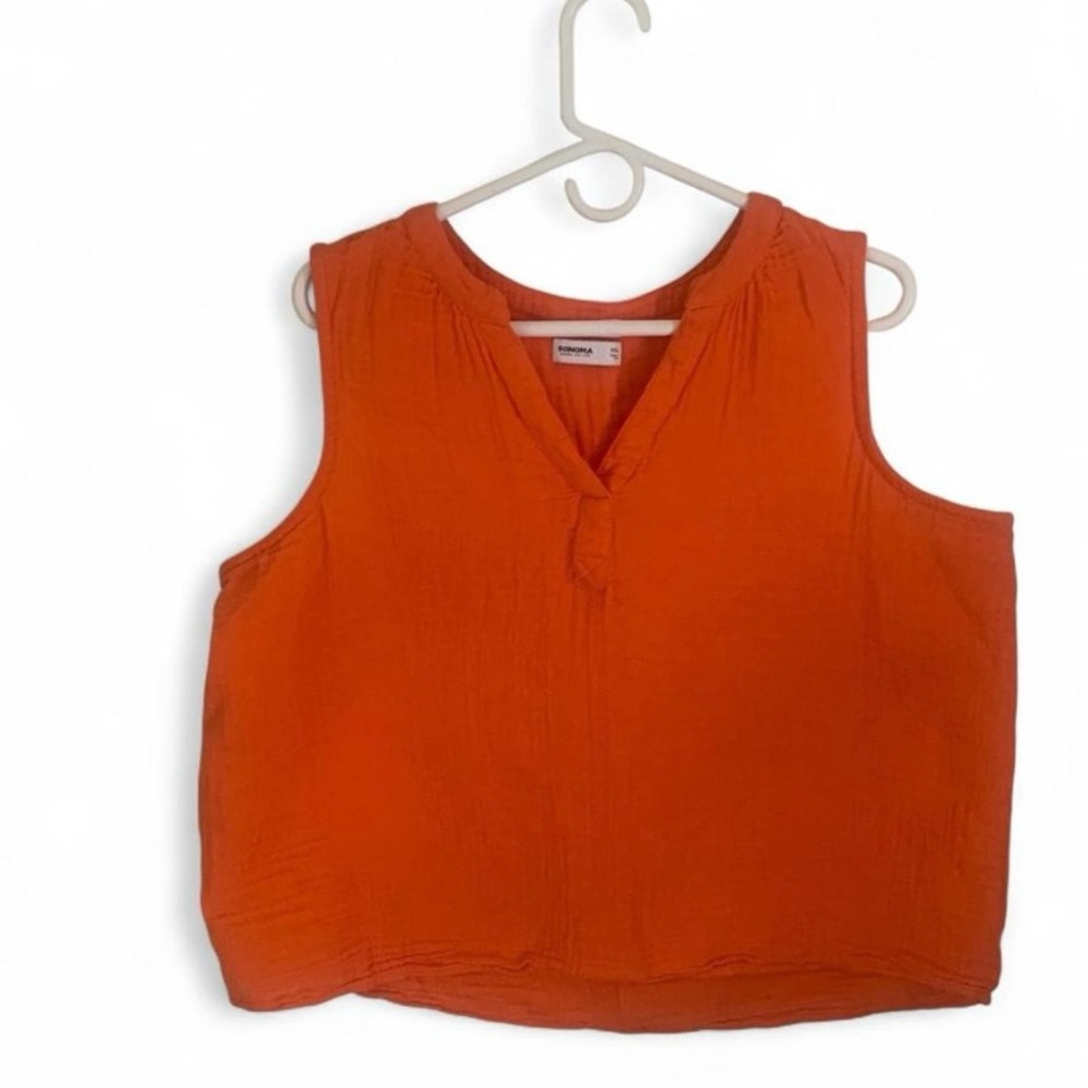 Sonoma orange gauze cotton crop top blouse boxy size XXL